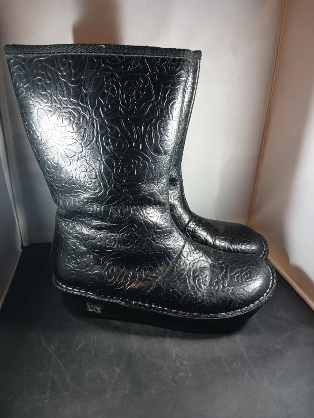 Alegria Women's Black Leather Tall Winter Boot